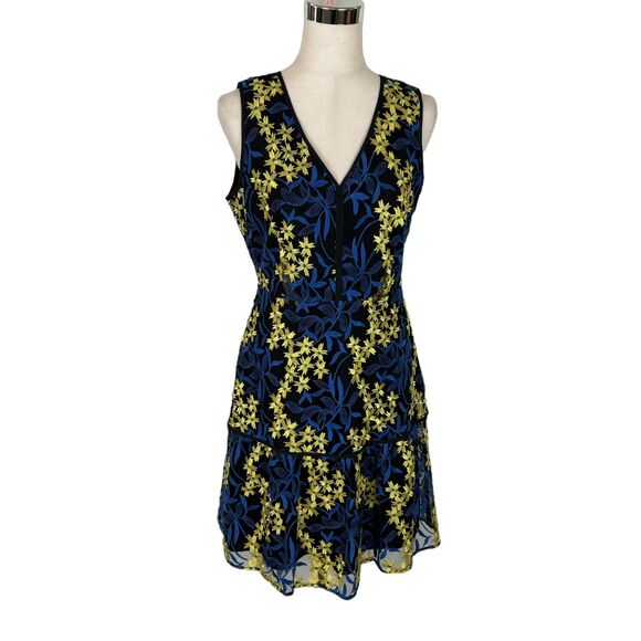 Sam Edelman Blue Yellow Floral Sleeveless Dress Women’s 6 - Picture 2 of 9